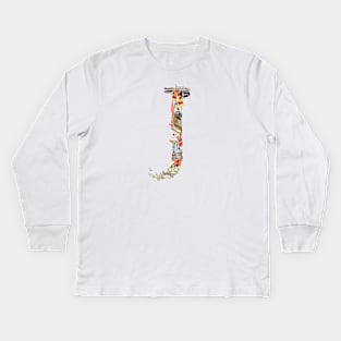 Magical letter J, Monogram,Custom Letter Print, Initials Kids Long Sleeve T-Shirt